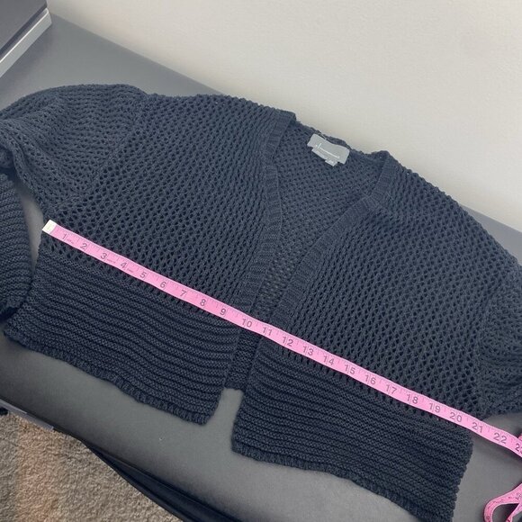 By Anthropologie Women's Loose Knit Shawl Size One Size Black Open Front - Picture 8 of 10